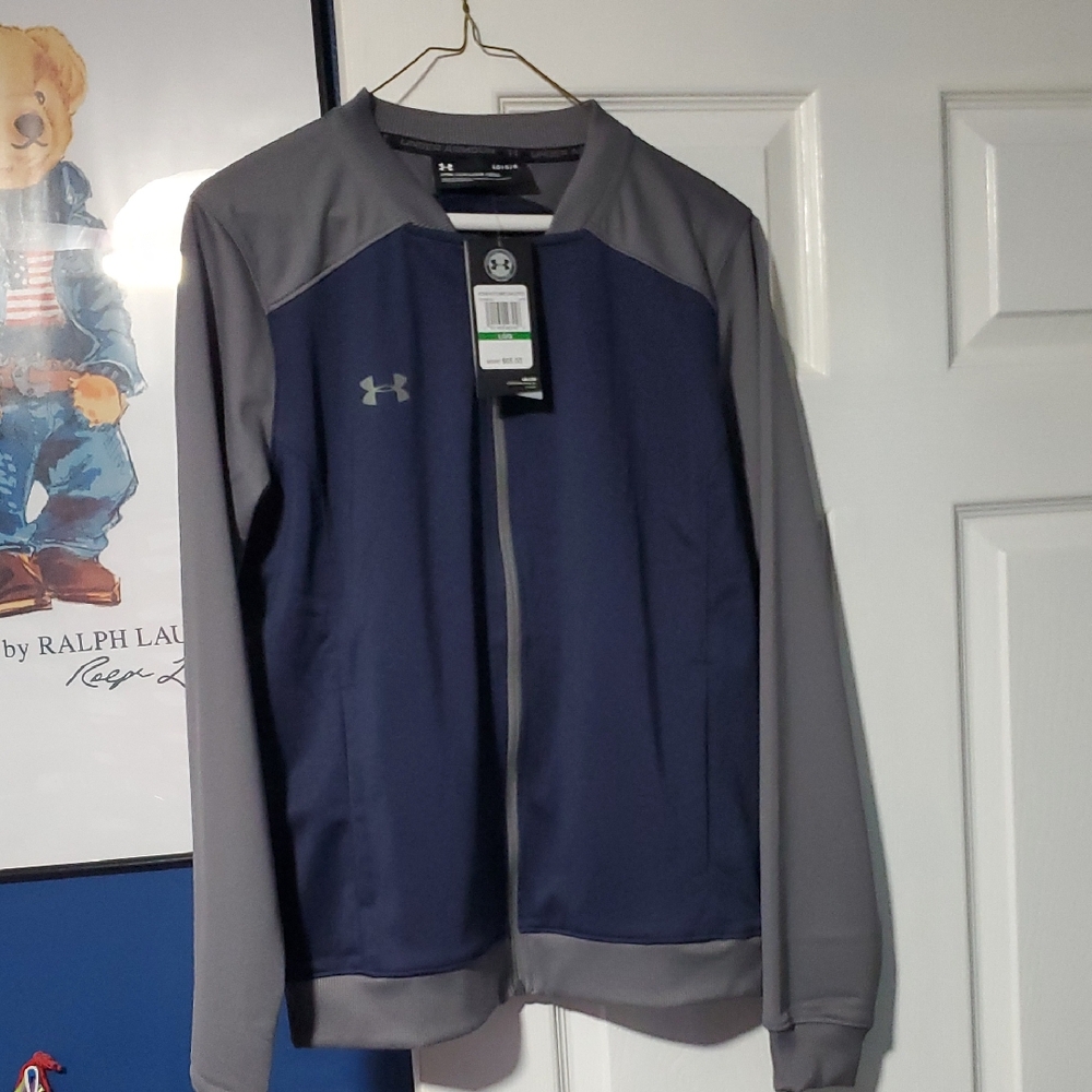 Womens Under Armour Navy and Gray Full-Zip Performance Jacket Sz L